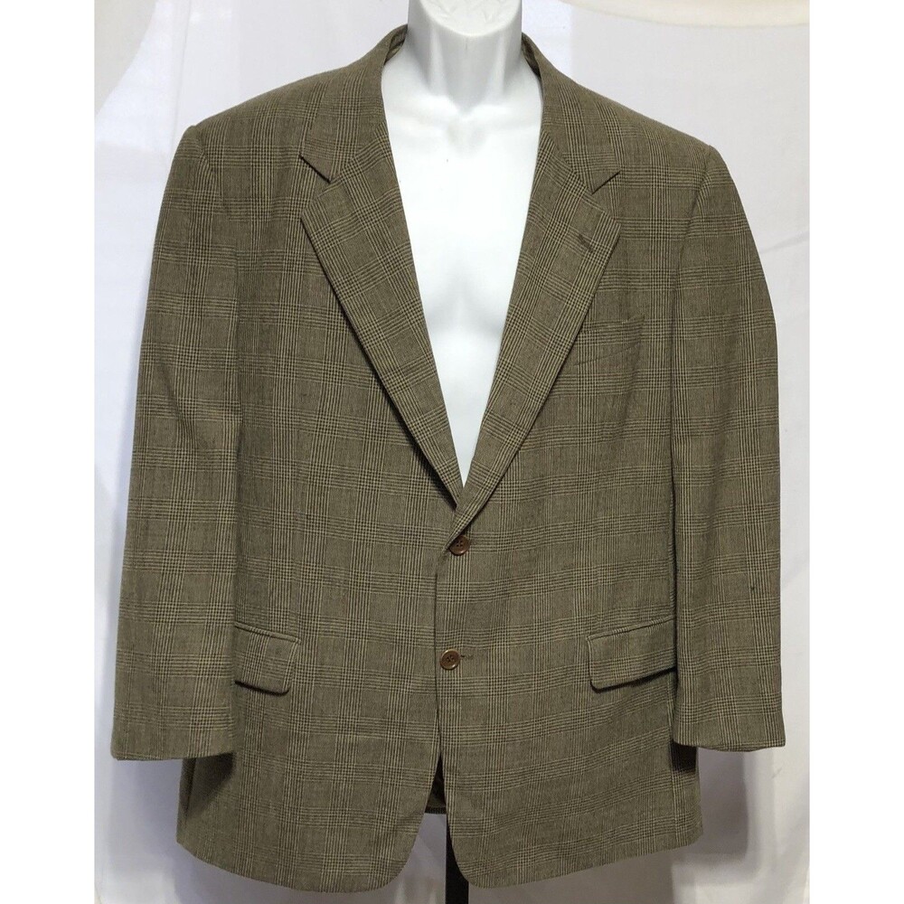 Vintage 80/90s Valentino blazer jacket US 46R Eur 56R Brown Plaid Virgin Wool